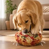 Jucărie textilă pentru c&acirc;ini, formă de pizza, 21 cm, multicolor, CMCLASS