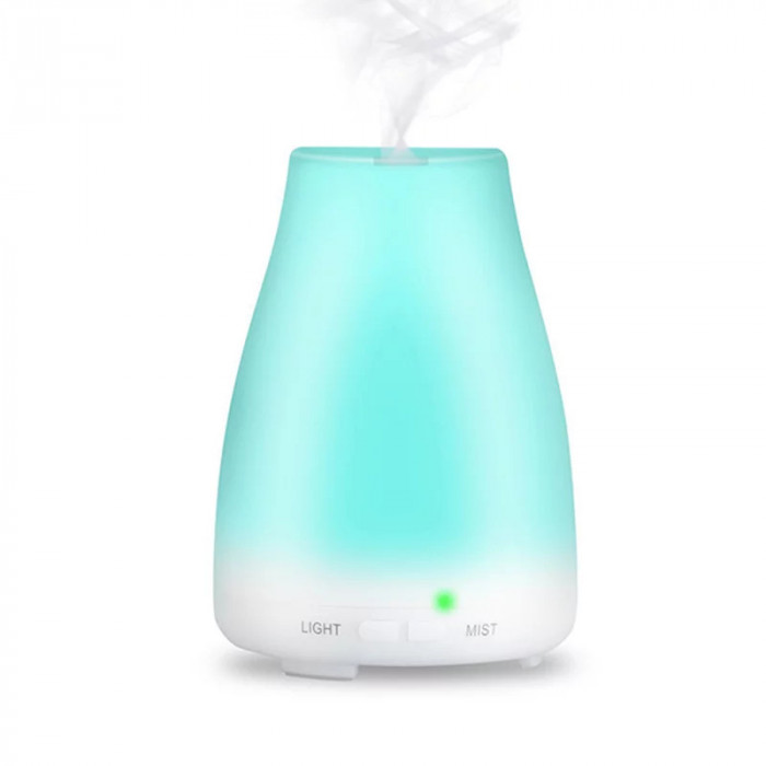 Difuzor aromaterapie cu ultrasunete telecomanda si lumina LED 7 culori V-Rising VR-F03RC 200 ml alb