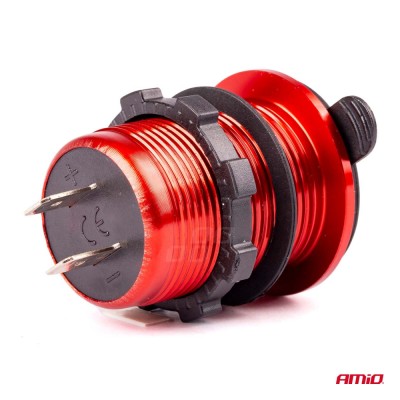 Incarcator auto AMIO, rezistent la apa cu voltometru digital 2xUSB 12/24V MOD-11 foto
