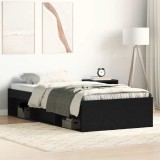 VidaXL Cadru de pat fără saltea Stejar negru 75x190 cm Lemn prelucrat