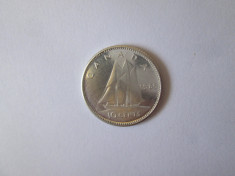 Canada 10 Cents 1965 argint in stare foarte buna foto