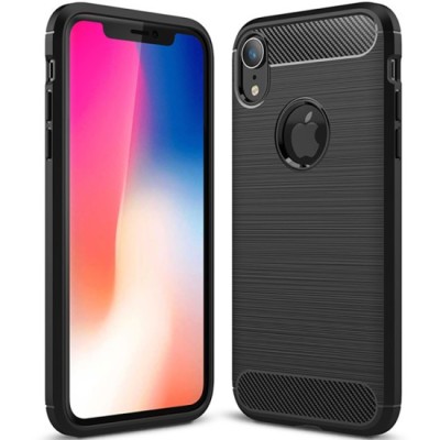 Husa pentru iPhone XR - Techsuit Carbon Silicone - Black foto