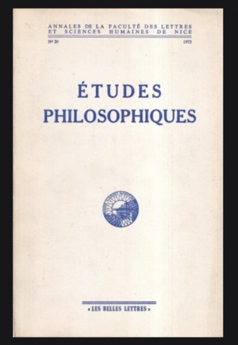 Etudes Philosophiques Annales de la Faculte de Nice 1973