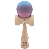 Kendama X Originala, Profesionala, Cyrax, din Lemn, 18 cm, Rubber Grip, Gradient Albastru deschis/Mov/Roz