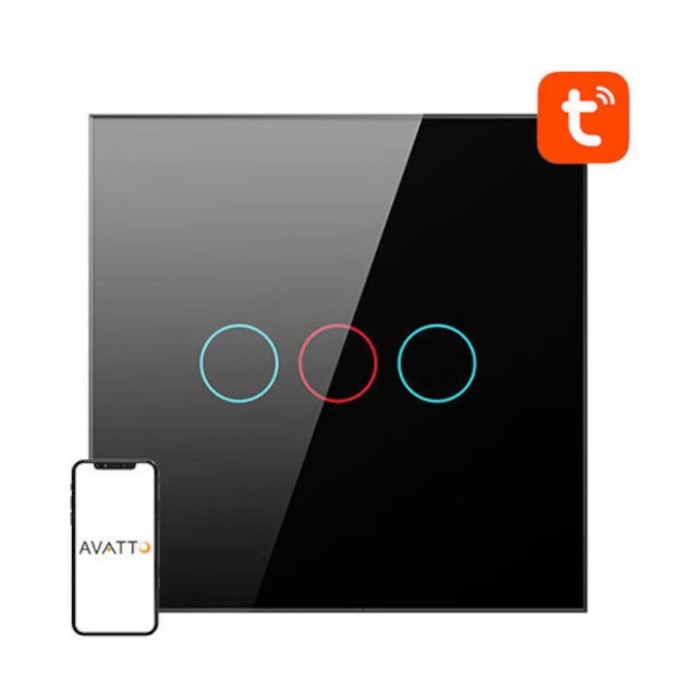 Intrerupator touch, LZTS02-EU-B3, Avatto, 10 A, Negru - Nu nesita fir de nul