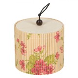 Cutie Depozitare Bambus, Model Floral, Capac și M&acirc;ner, Bej, 8x7 cm