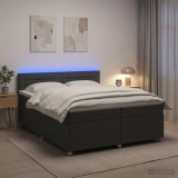 Cumpara ieftin Pat boxspring cu saltea Gri inchis 200 x 200 cm Tesatura