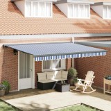 Cumpara ieftin Copertină retractabilă albastru/alb, 4x3 m, textil/aluminiu