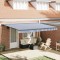 Copertină retractabilă albastru/alb, 4x3 m, textil/aluminiu