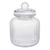 Borcan Sticla 3L Transparent cu Dungi in Relief - Borcan Alimente, Bomboane, Biscuiti - Design Elegant