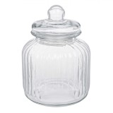 Borcan Sticlă, Design &Icirc;n Relief Cu Dungi, Transparent, Capacitate 3L, Oem