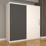 Dulap Dormitor Nova Eco 200 cm x 200 cm fara oglinda, alb cu usi glisante gri alb