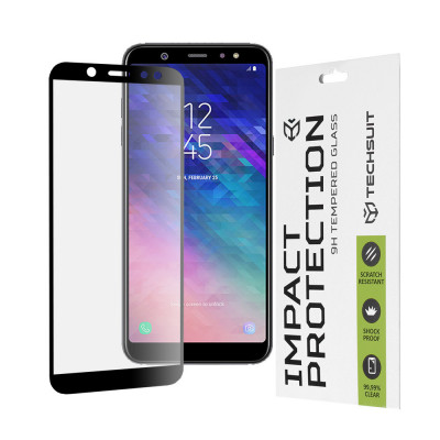 Folie pentru Samsung Galaxy A6 Plus 2018 - Techsuit 111D Full Cover / Full Glue Glass - Black foto