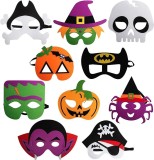 Set 10 masti de Halloween pentru copii Yisscen, pasla, multicolor