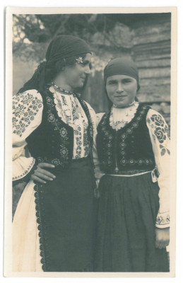 3419 - PAROSENI, Hunedoara, ethnic women - old postcard real PHOTO - unused 1937 foto