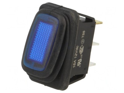 Comutator Rocker SPST ON-OFF 16A/12VDC Albastru IP65 foto