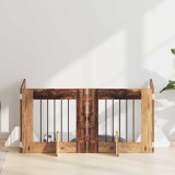 vidaXL Poartă pentru c&acirc;ini cu suporturi 4 pcs Lemn vechi 60 x 60 cm 892155