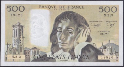 Bancnota Franta 500 Franci 1984 - P156e aUNC ( vezi descriere ) foto