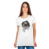 Tricou personalizat dama &quot;PUG MOPS&quot;, Alb, Marime M