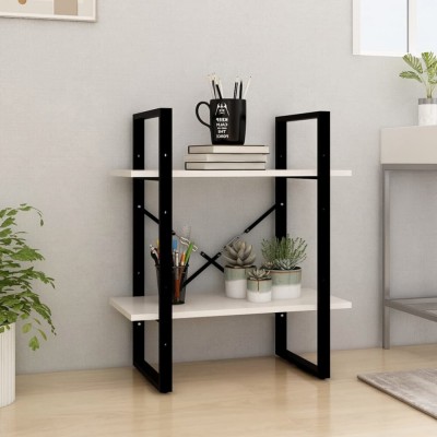 vidaXL Bibliotecă cu 2 rafturi, alb ,60x30x70 cm, lemn masiv de pin 806433 foto