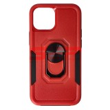 Husa iPhone 13 Mini, TPU+PC, Shockproof, Ring Stand, Rosu/Negru