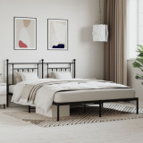 VidaXL Cadru de pat metalic cu tăblie, negru, 160x200 cm