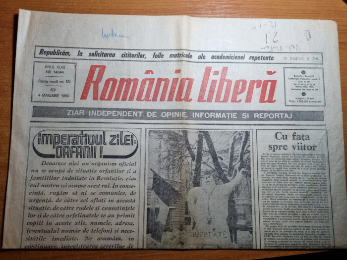 romania libera 4 ianuarie 1990 - articole revolutia romana