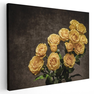 Tablou flori trandafiri galbeni Tablou canvas pe panza CU RAMA 80x120 cm foto