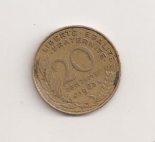 Moneda Franta - 20 Centimes 1963 v2 foto