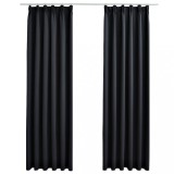 Cumpara ieftin Draperii opace cu carlige, 2 buc., negru, 140 x 175 cm