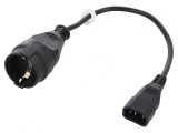 Cablu Alimentare 3x1mm2 0.3m Priză CEE 7/3 la IEC C14