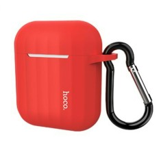 Husa Protectiva + Carabiniera + Coarda din Silicon Pentru AirPods 1 / 2 (Rosu) - Hoco