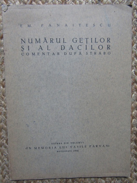 E.M. Panaitescu - Numarul getilor si al dacilor - comentar dupa Strabo 1934
