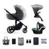 Carucior 3 in 1 Kinderkraft Prime 2 Mink Pro Grey, Landou, Scoica Auto, Accesorii Incluse