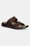 Ecco papuci din nubuc Cozmo 2-Strap barbati, culoarea maro, 500904-02667