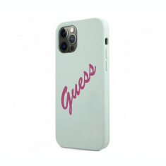 Husa Cover Guess Silicone pentru iPhone 12 Pro Max Vintage Script Green GUHCP12LLSVSBF Mint foto