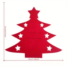 Set de buzunare pentru cu?ite ?i furculi?e de Craciun - 12 suporturi pentru tacamuri din material netesut, decora?iuni festive pentru masa. foto