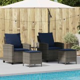 Gossi set canapea de gradina cu perne, 4 piese, gri, poliratan