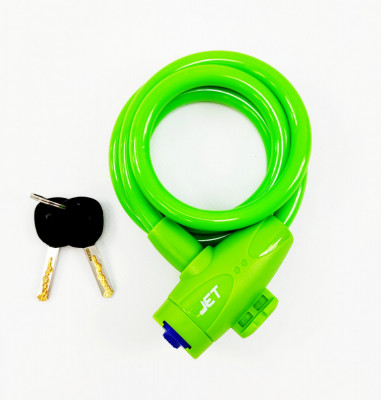 Antifurt cu cheie JET LOCK TY-582 10x1000mm, culoare verde, cu suport PB Cod:Z042 foto