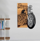 Decoratiune de perete, Chopper 2, lemn/metal, 44 x 61 cm, negru/maro, Enzo