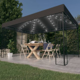 VidaXL Pavilion cu șir de lumini LED, antracit, 3x4 m