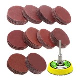 Set disc abraziv Velcro 50 mm, 101 piese, granulatie 60, 100, 120, 150, 180, 240, 320, 800, 1200, 2000 si suport disc, Oem