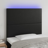 vidaXL Tăblie de pat cu LED, negru, 100x5x118/128 cm, piele ecologică