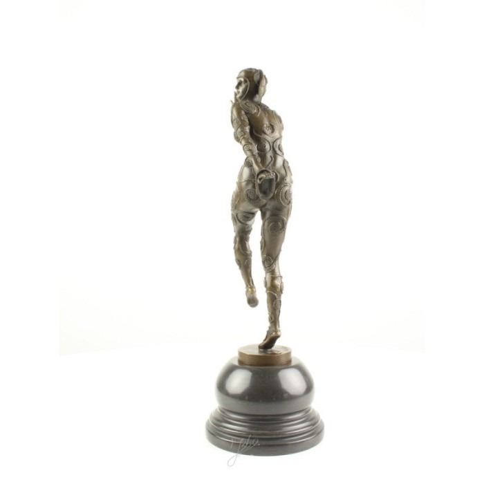 Dansatoare singura-statueta Art Deco din bronz pe un soclu din marmura DC-31