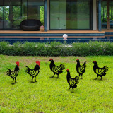 Set decoratiuni pentru gradina, Chicken Family 6, Metal, Negru, Madison
