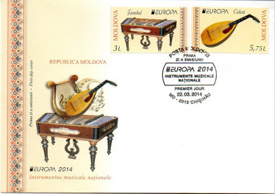 MOLDOVA 2014, FDC, EUROPA CEPT Instrumente muzicale foto