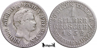 1852 A, 1 Silbergroschen - Frederic Vilhelm al IV-lea - Regatul Prusiei | KM 435 foto