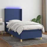 Cumpara ieftin Pat cu arcuri, saltea și LED, albastru, 120x200 cm, textil