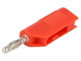 Conector banană 4mm roşu 10A 60VDC pentru cablu max 4mm