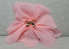 Elastic par tip floare, cu fundita din plastic, culoare roz deschis foto